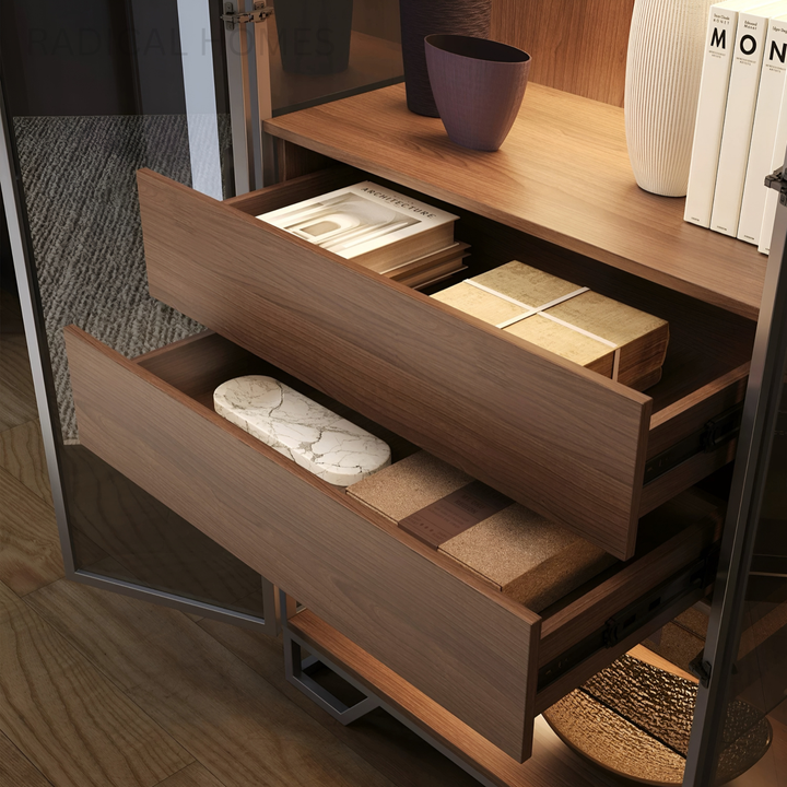 ZORVENA Modern Glass Display Cabinet