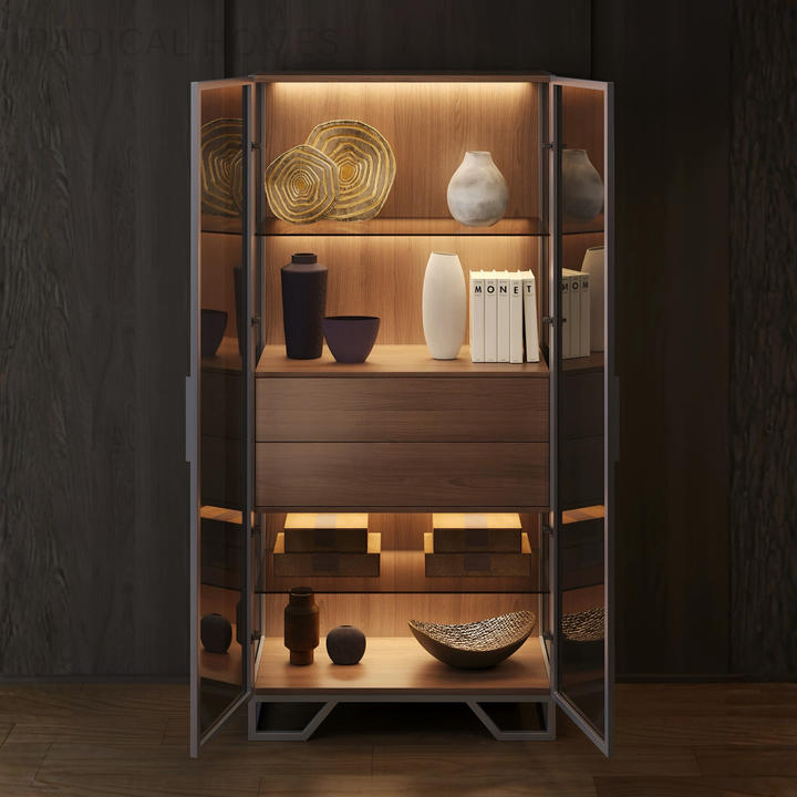 ZORVENA Modern Glass Display Cabinet