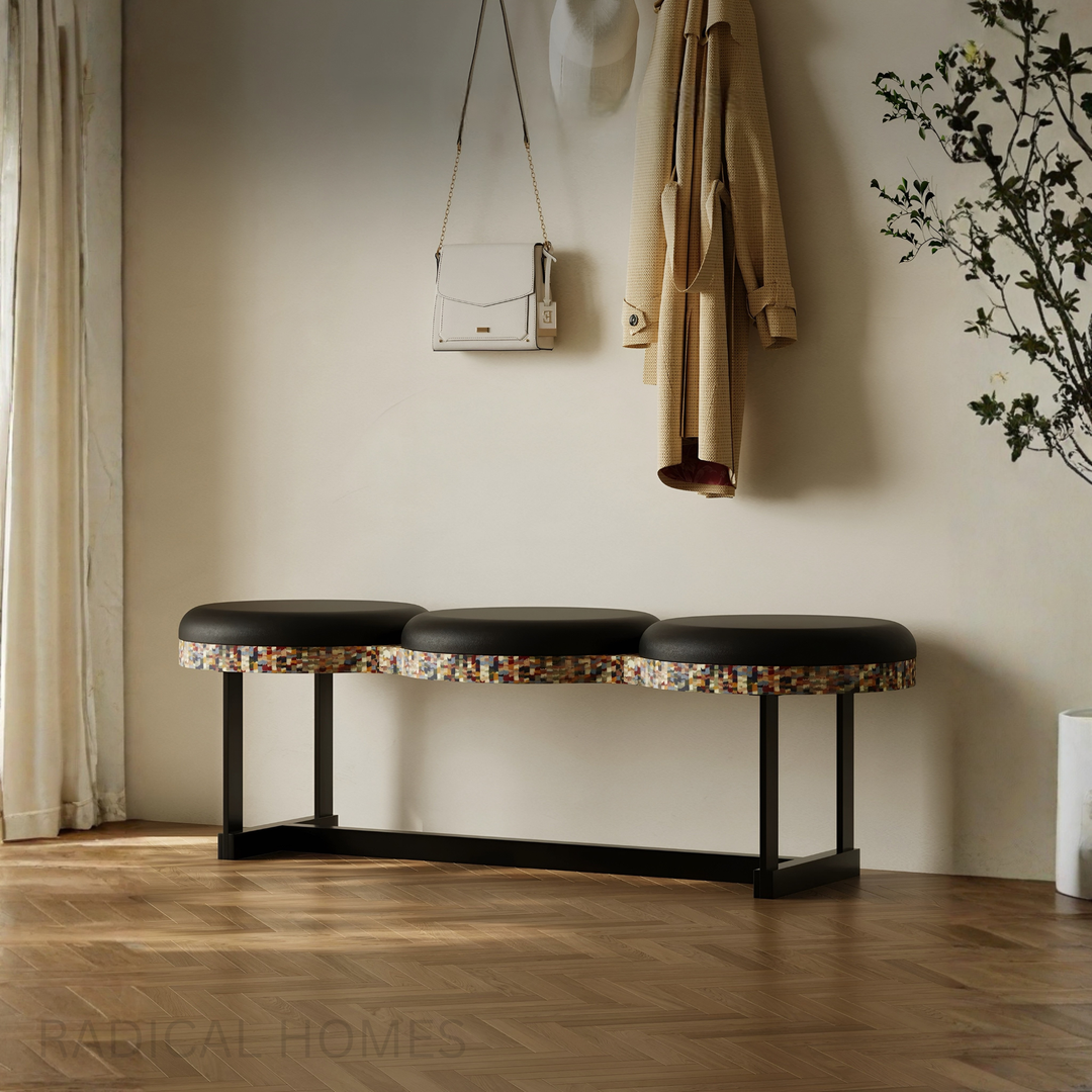 CIRCO Boho Leather Entryway Bench