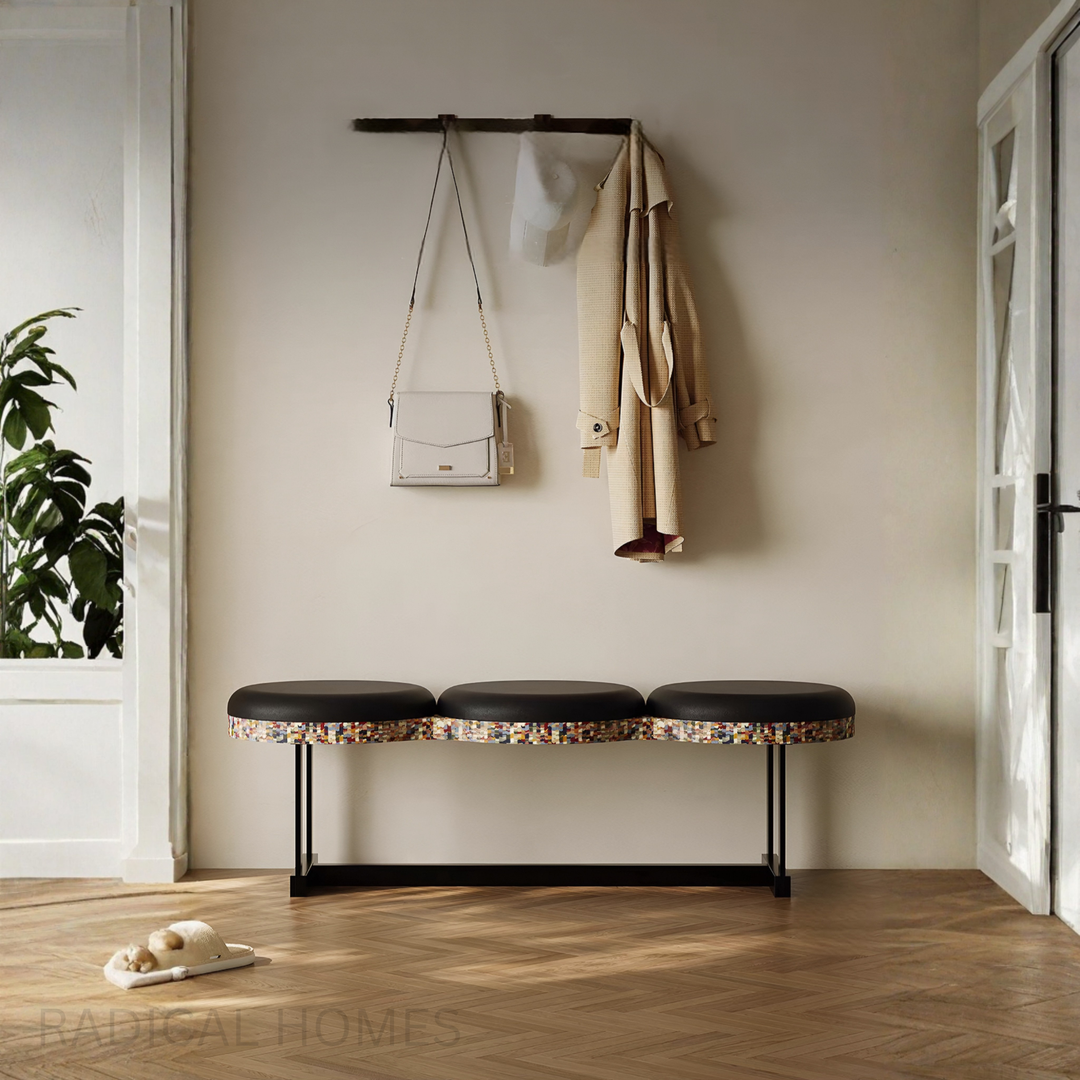 CIRCO Boho Leather Entryway Bench