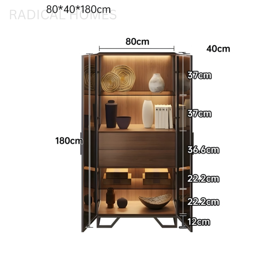 ZORVENA Modern Glass Display Cabinet