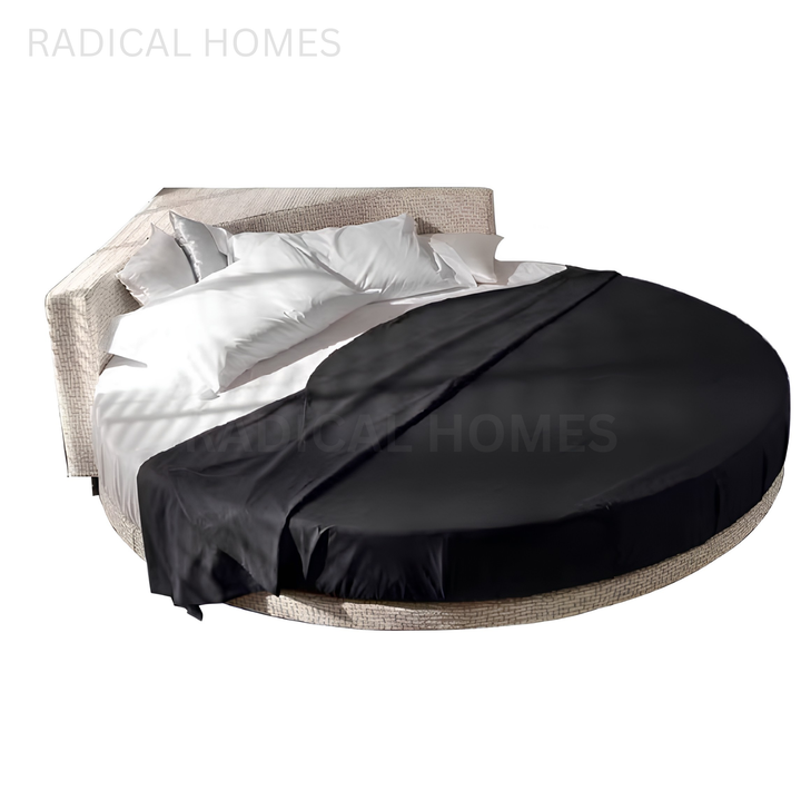 CANLAS Modern Round Fabric Bedframe - Radical Homes Singapore