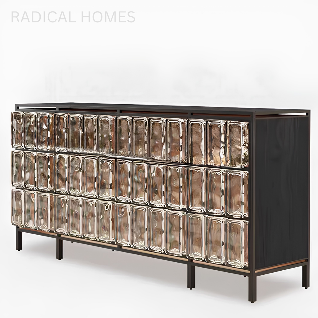 ALUFE Modern Crystal Glass Sideboard