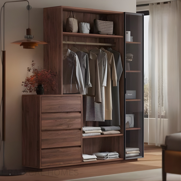 WBEY Solid Oak Wood Wardrobe