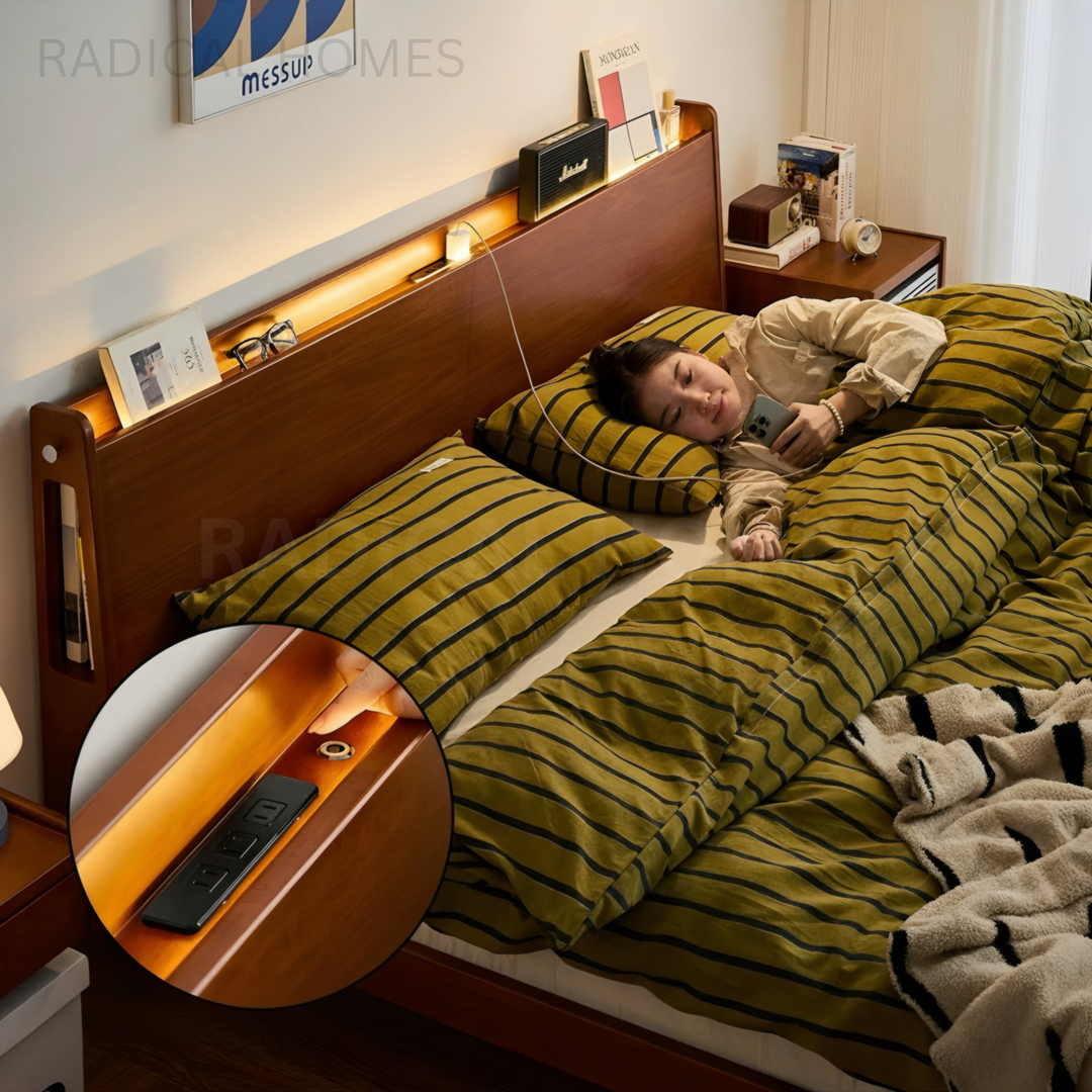 ARIANE Modern Solid Wood Bedframe - Radical Homes Singapore
