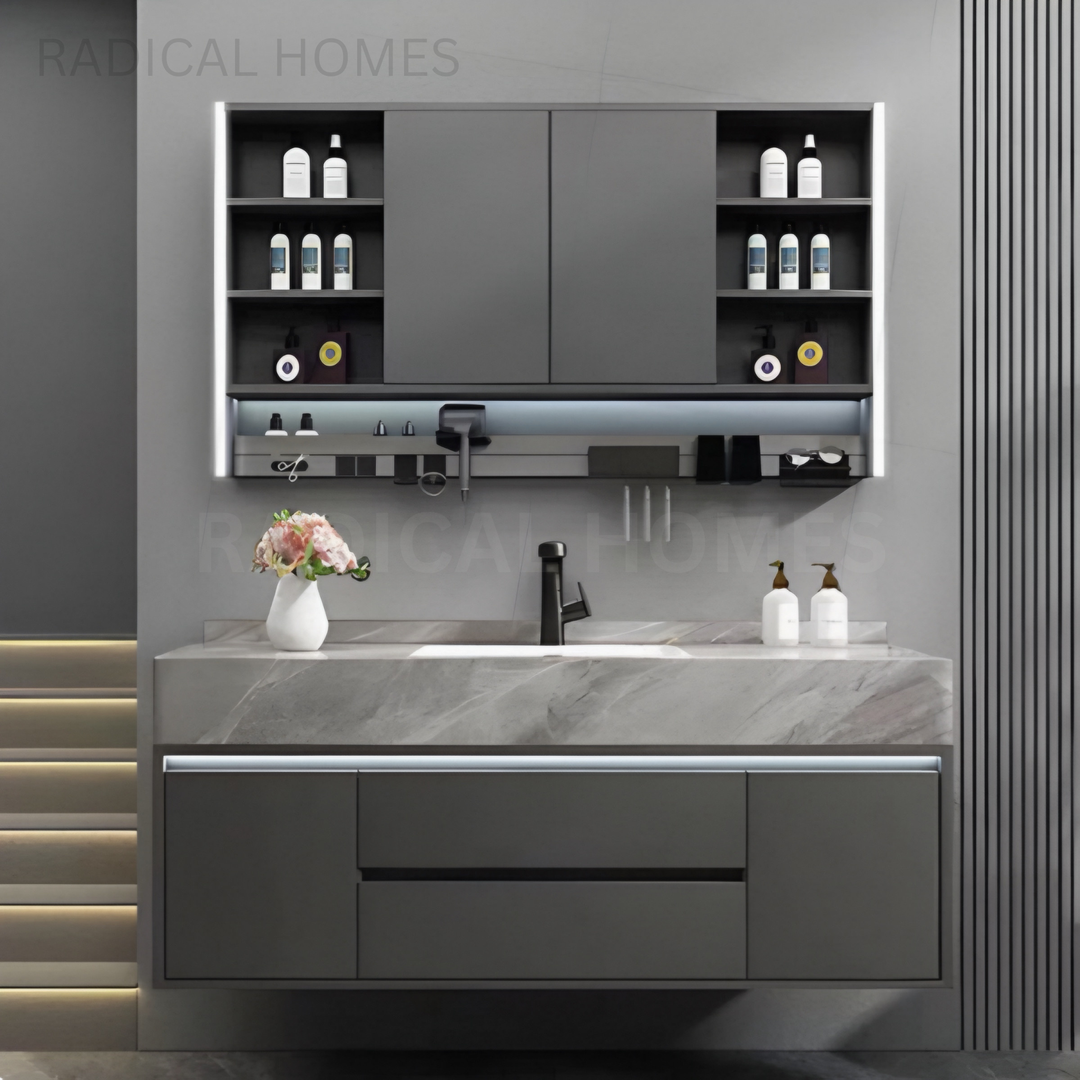 VORA Modern Smart Mirror Storage Vanity Set - Radical Homes Singapore