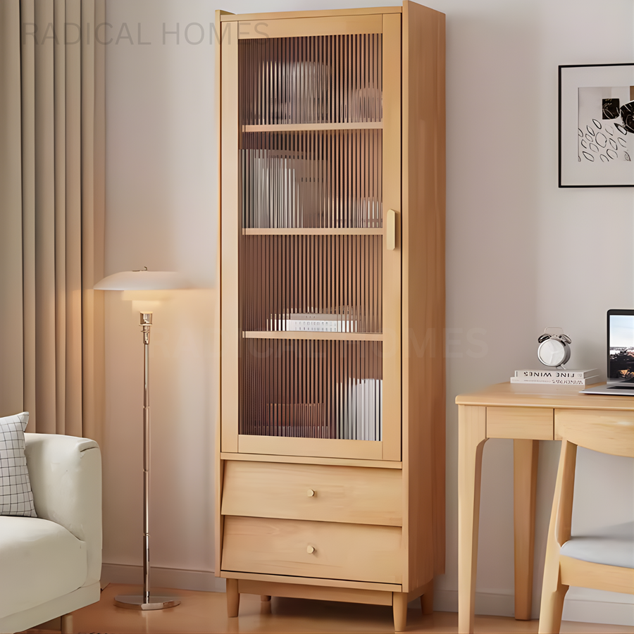 MIKO Modern Solid Wood Tall Cabinet - Radical Homes Singapore