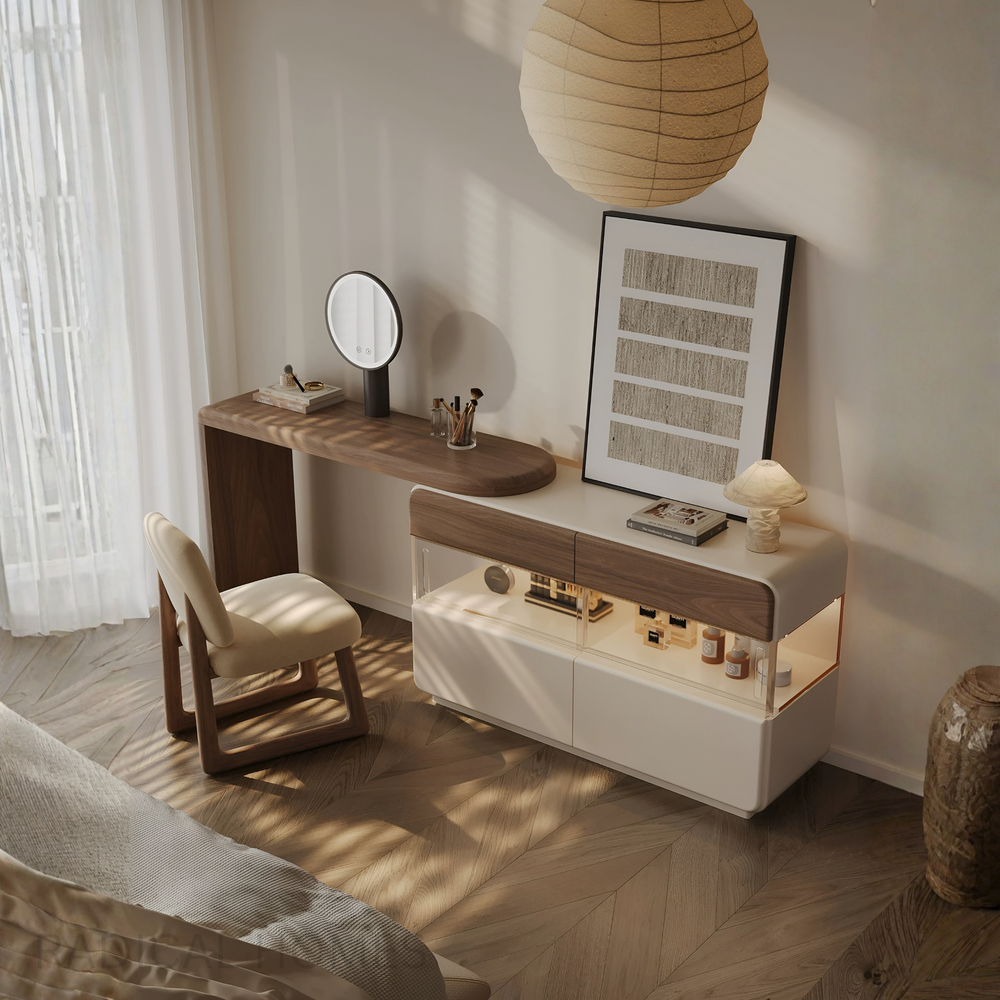 ARIELEN Modern Walnut Vanity Table - Radical Homes Singapore