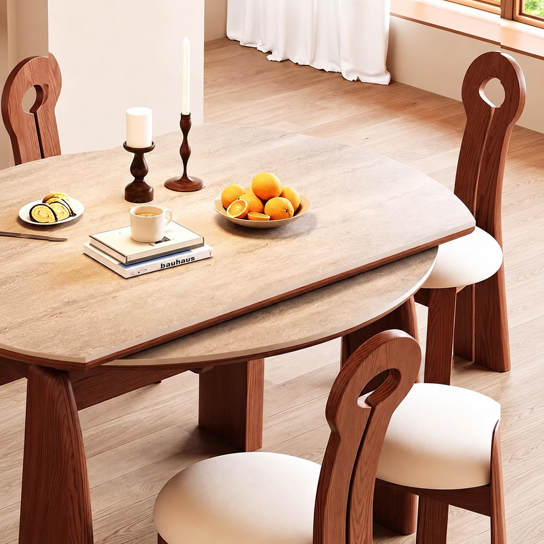 TROVENA Modern Travertine Extendable Dining Table (INSTOCK)