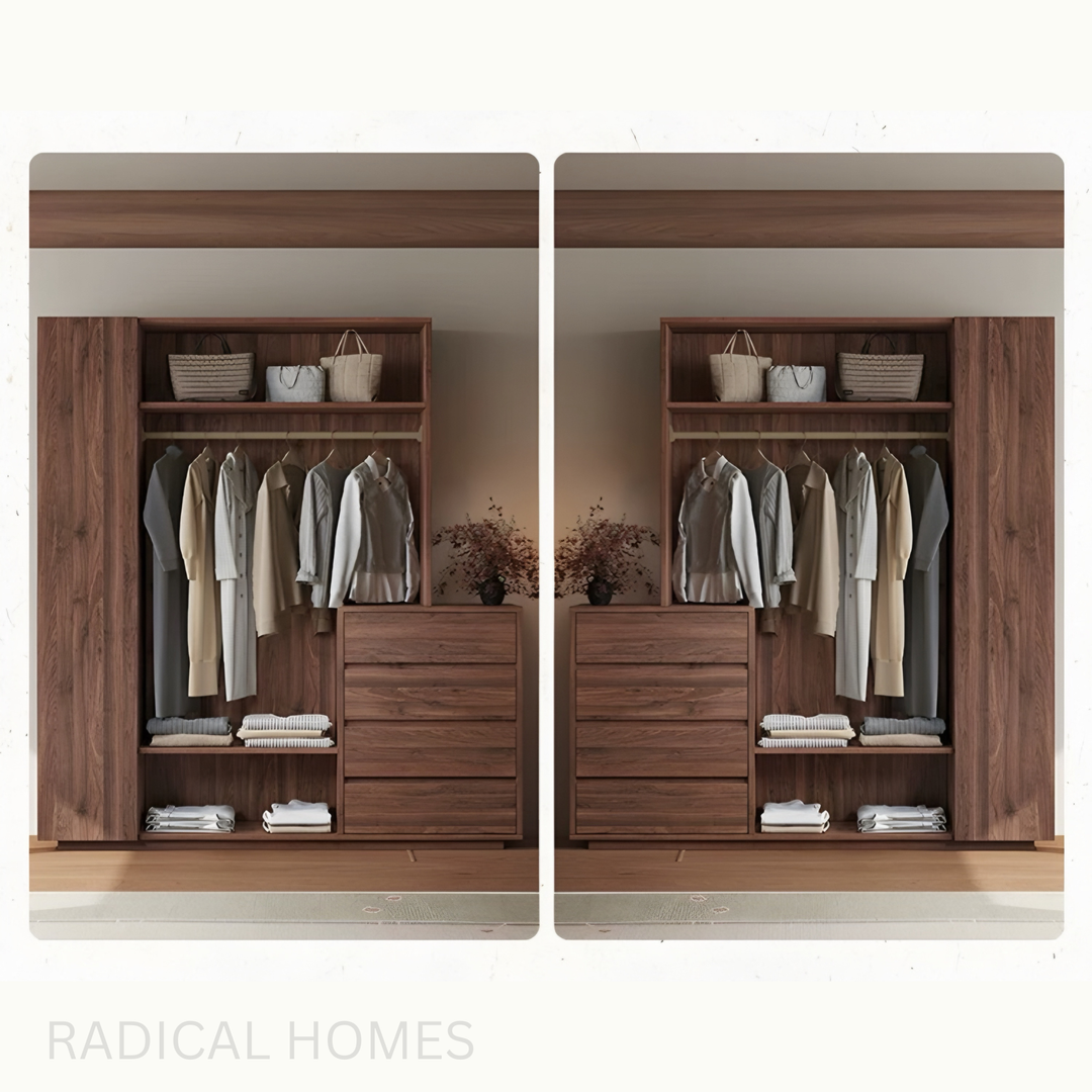 WBEY Solid Oak Wood Wardrobe
