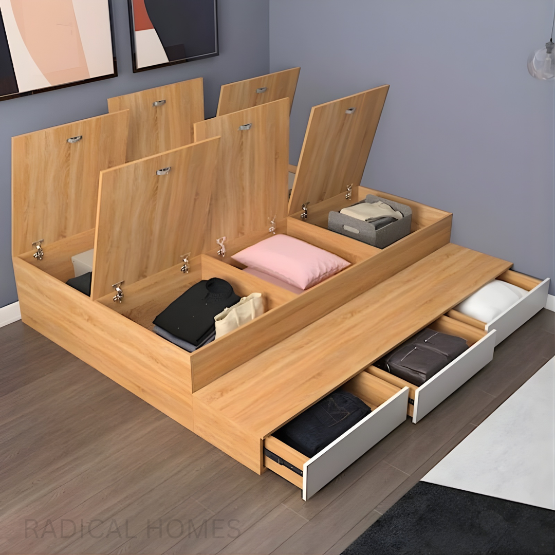 BEANIE Minimalist Platform Storage Bed - Radical Homes Singapore
