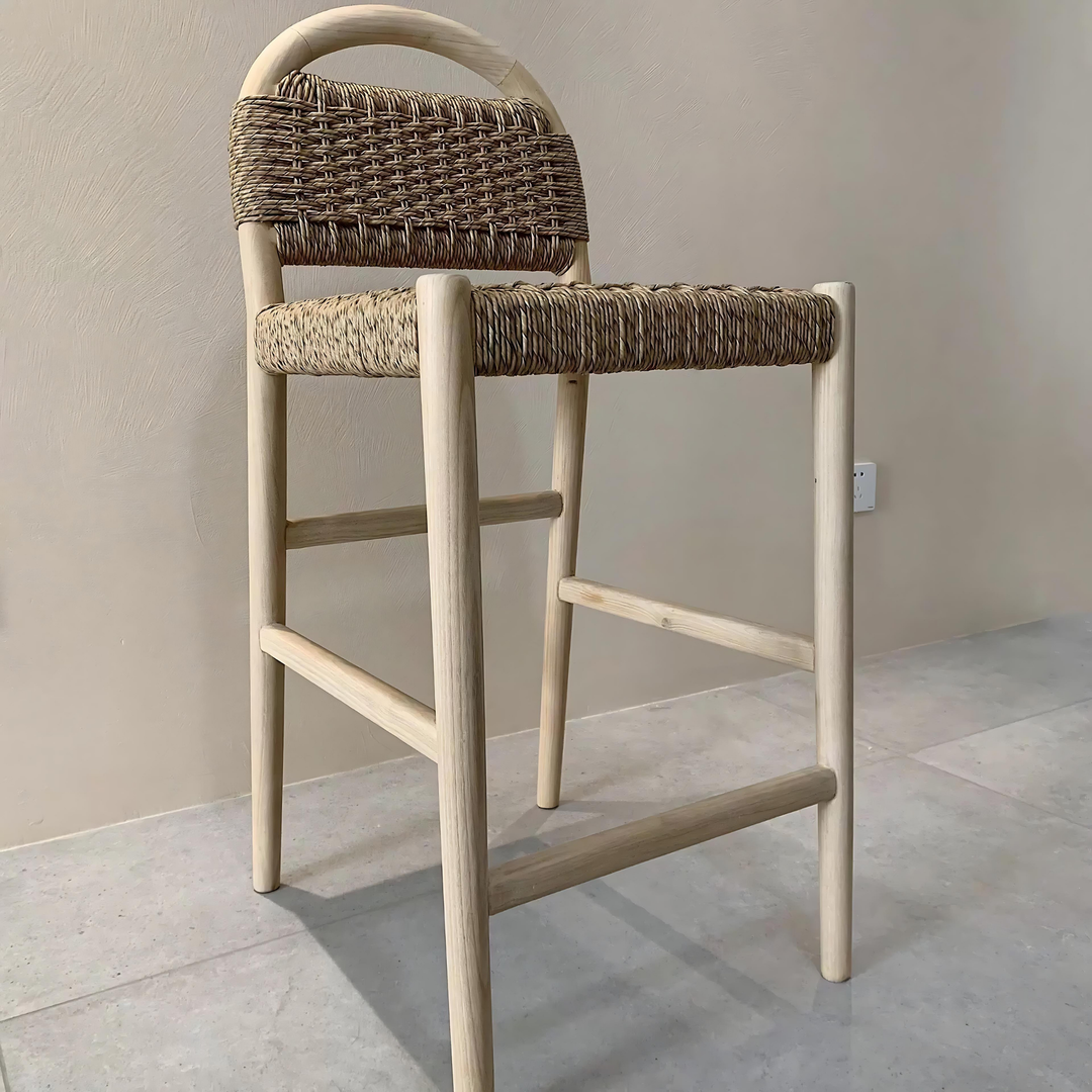 RIVI Rustic Rattan Bar Stool