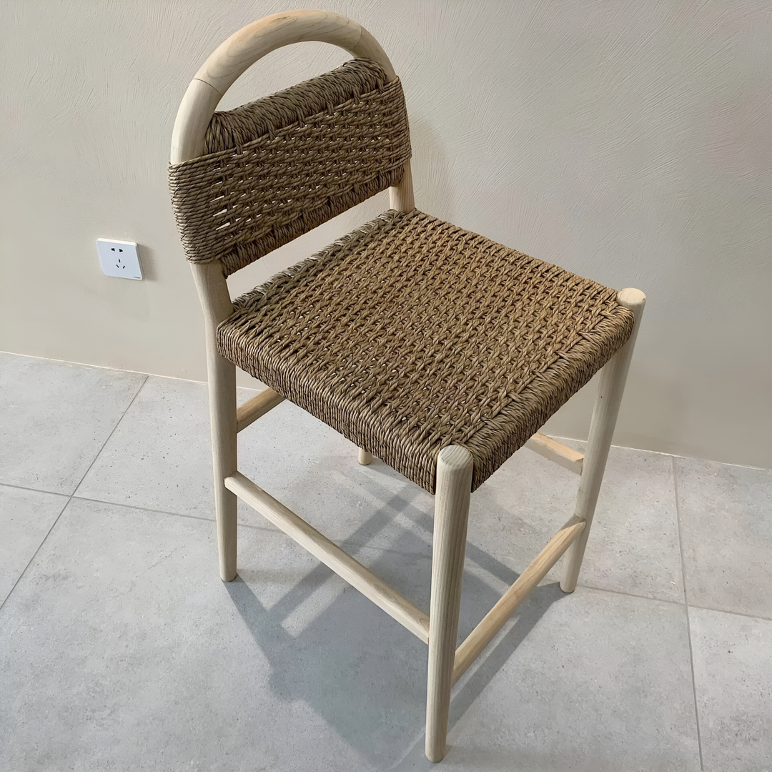 RIVI Rustic Rattan Bar Stool