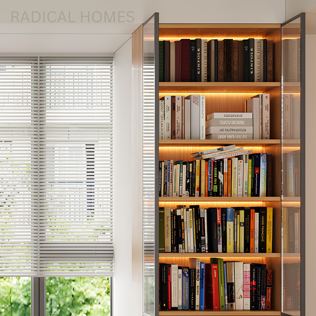 CASPIAN Modern Solid Wood Baywindow Ottoman & Cabinet