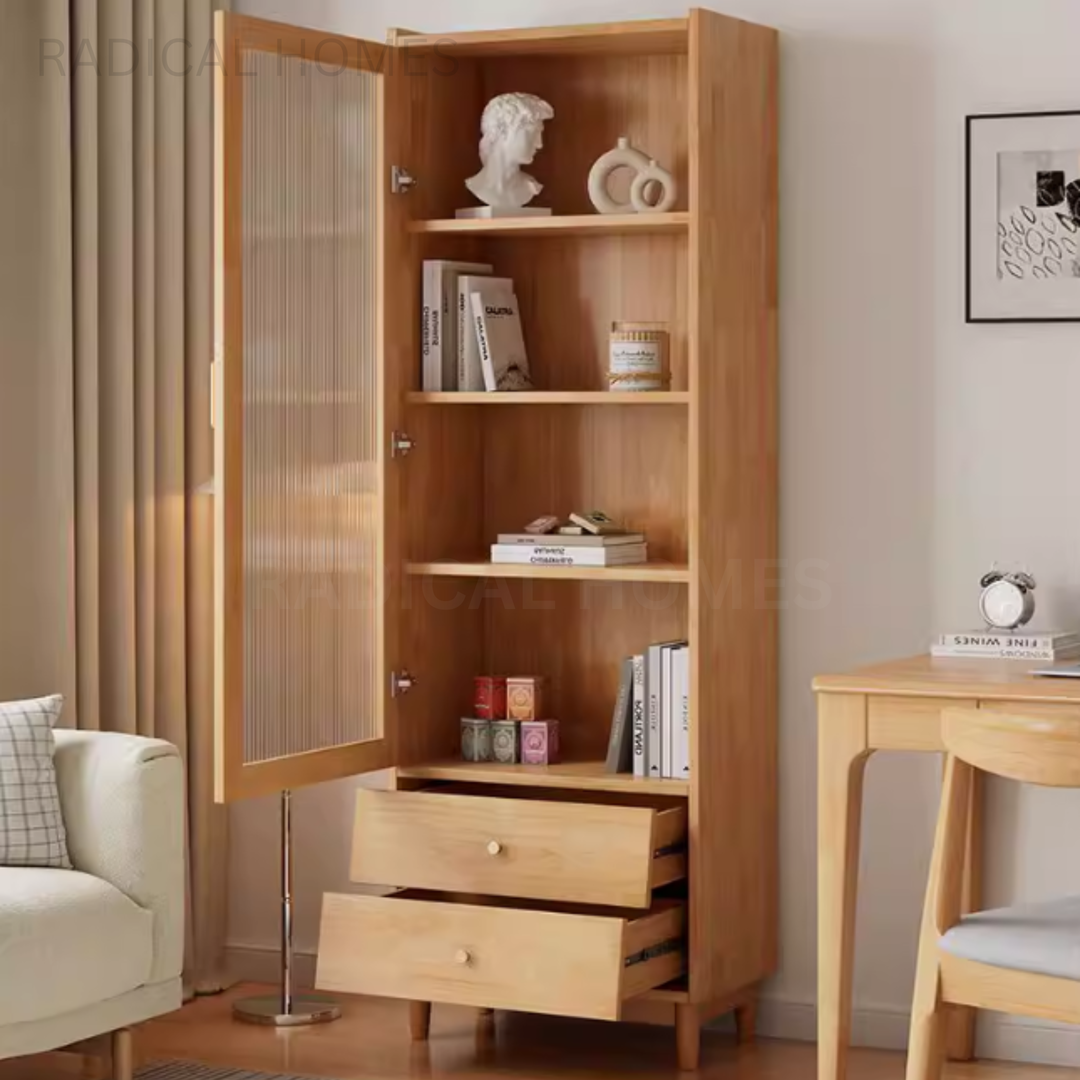 MIKO Modern Solid Wood Tall Cabinet - Radical Homes Singapore