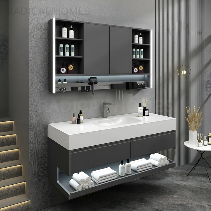 VORA Modern Smart Mirror Storage Vanity Set - Radical Homes Singapore