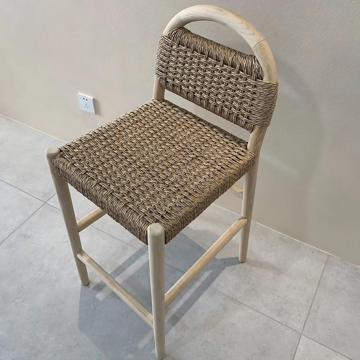 RIVI Rustic Rattan Bar Stool