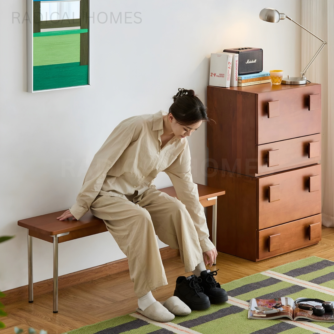 BASSAH Modern Solid Wood Dining Bench - Radical Homes Singapore