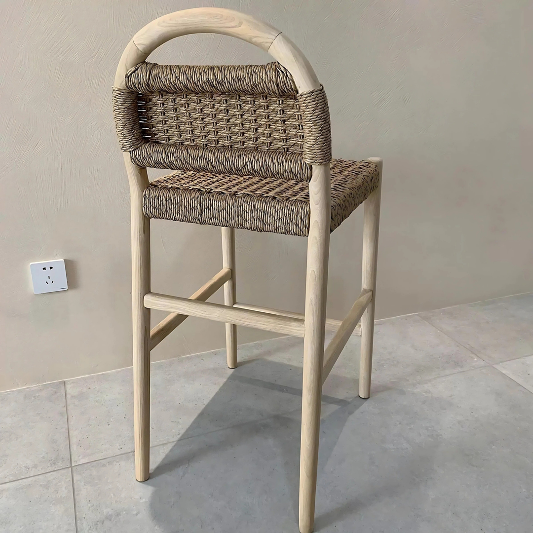 RIVI Rustic Rattan Bar Stool
