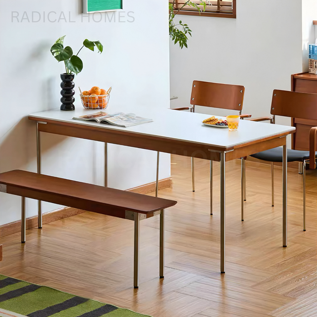 BASSAH Modern Solid Wood Dining Bench