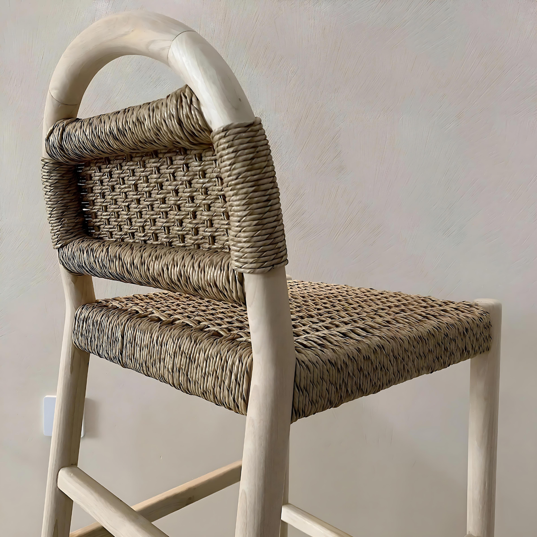 RIVI Rustic Rattan Bar Stool