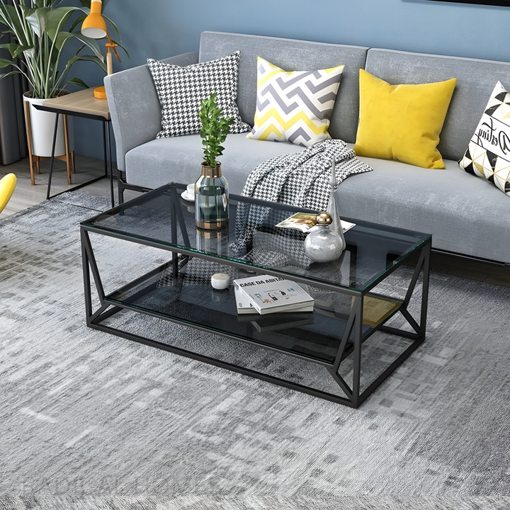 TRENS Modern LED Glass Coffee Table - Radical Homes Singapore