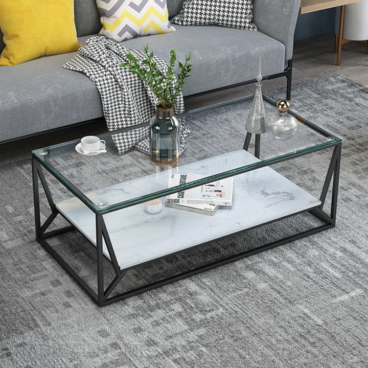 TRENS Modern LED Glass Coffee Table - Radical Homes Singapore