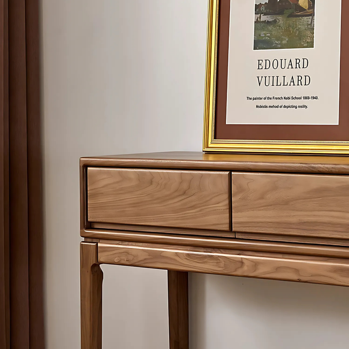 DAMA Modern Walnut Wood Console Table With Drawers