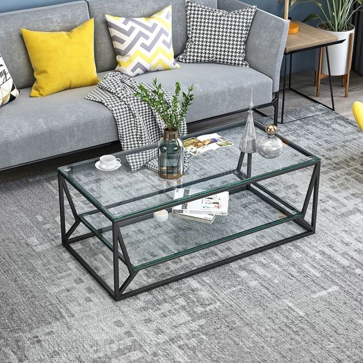 TRENS Modern LED Glass Coffee Table - Radical Homes Singapore