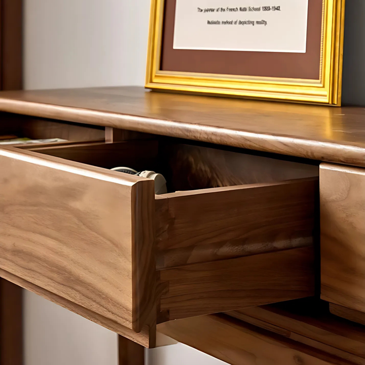 DAMA Modern Walnut Wood Console Table With Drawers