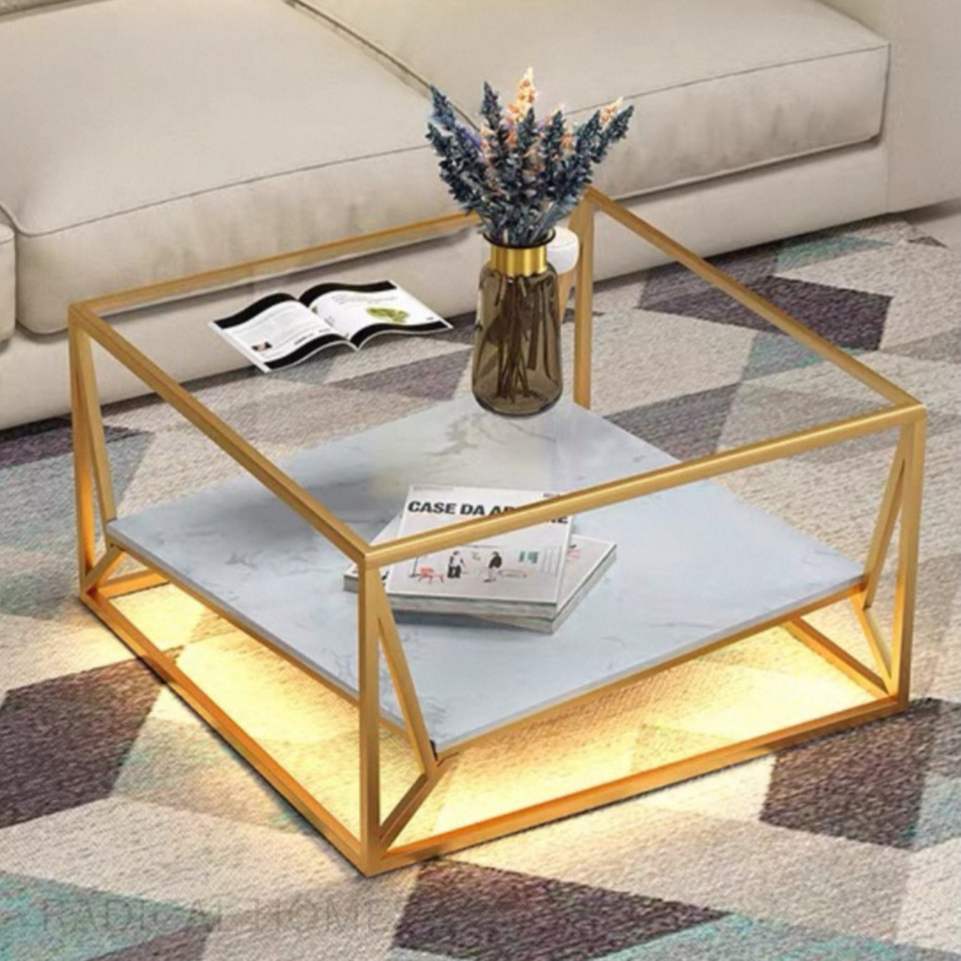 TRENS Modern LED Glass Coffee Table - Radical Homes Singapore