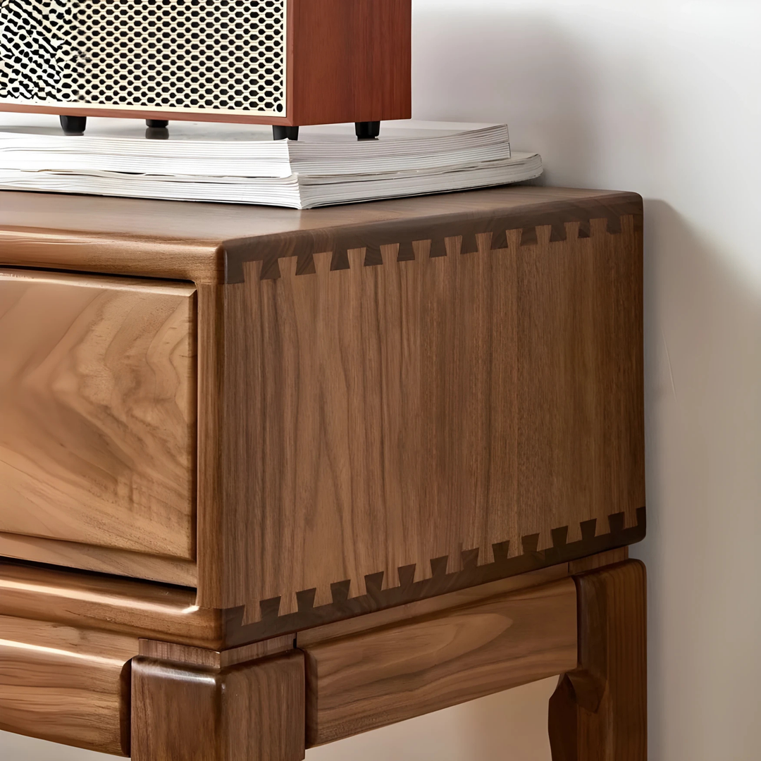 DAMA Modern Walnut Wood Console Table With Drawers