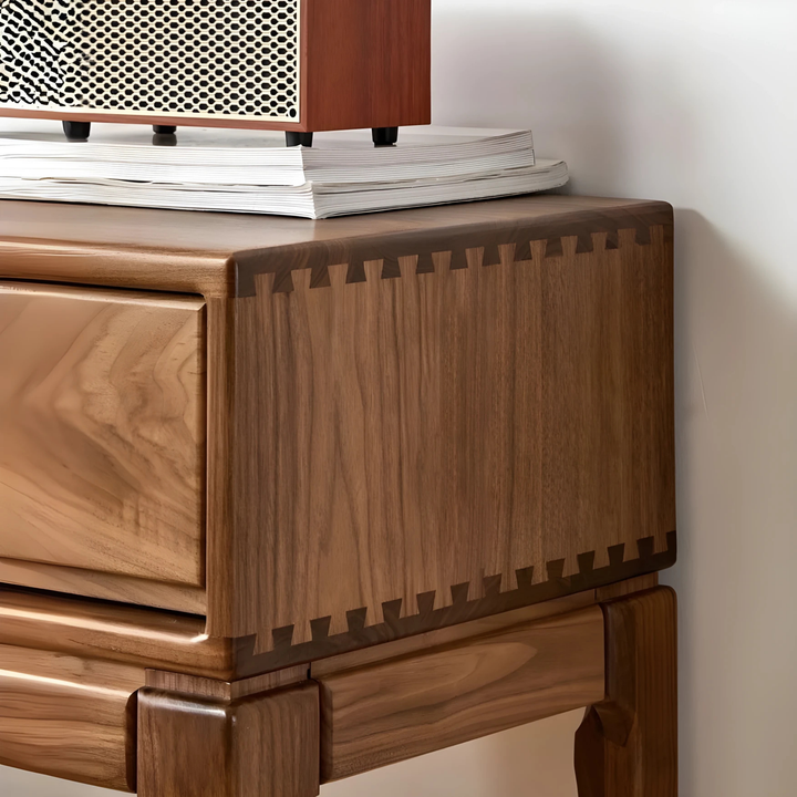 DAMA Modern Walnut Wood Console Table With Drawers