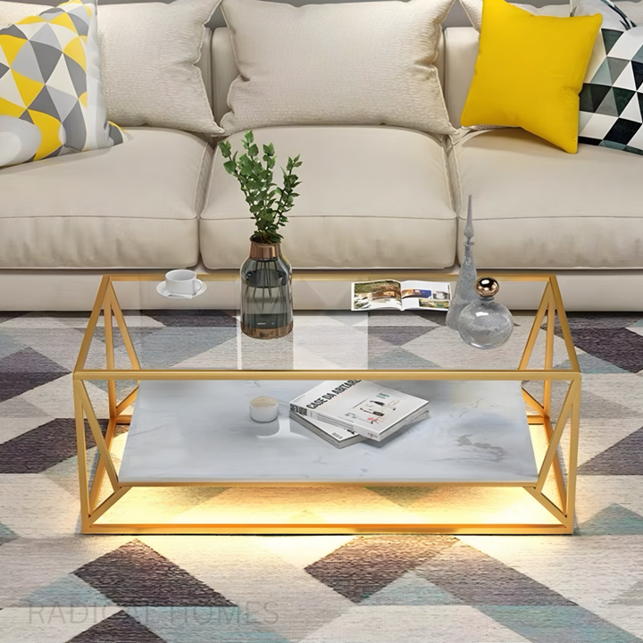 TRENS Modern LED Glass Coffee Table - Radical Homes Singapore