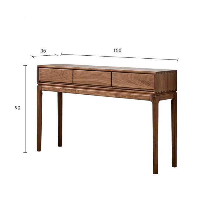 DAMA Modern Walnut Wood Console Table With Drawers
