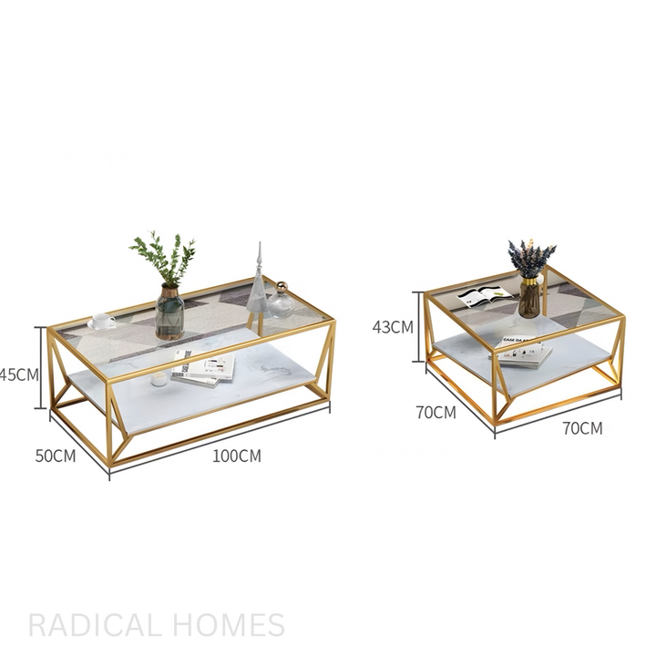 TRENS Modern LED Glass Coffee Table - Radical Homes Singapore