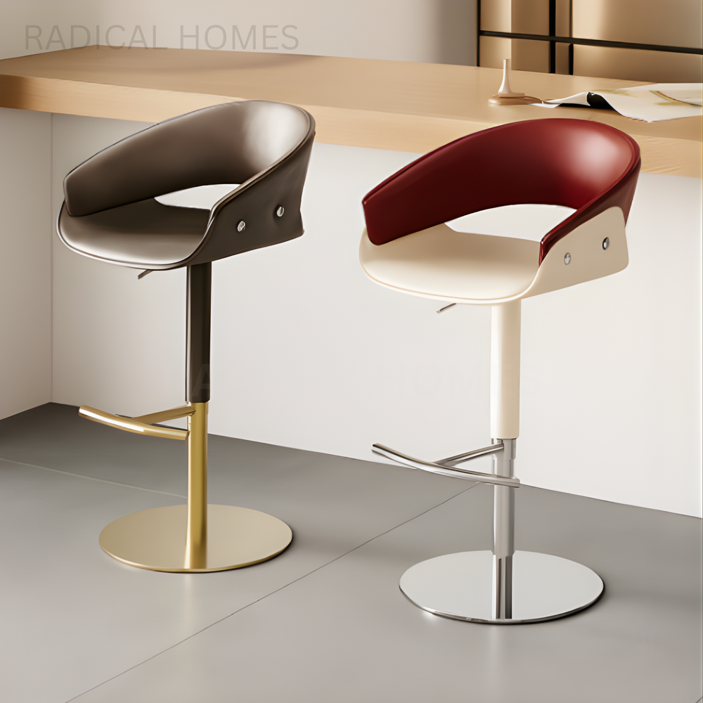 PUDRA Modern Adjustable Leather Bar Stool - Radical Homes Singapore