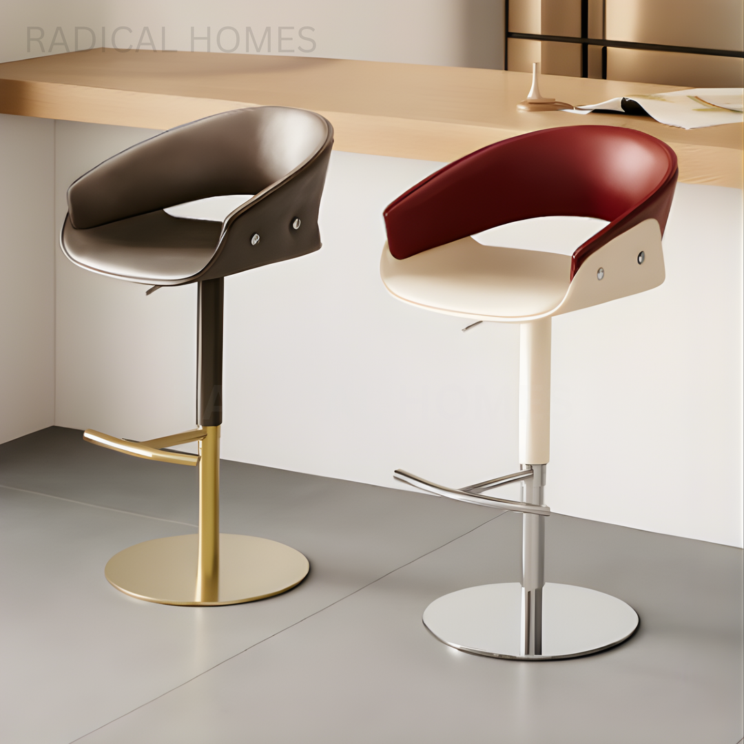 PUDRA Modern Adjustable Leather Bar Stool - Radical Homes Singapore