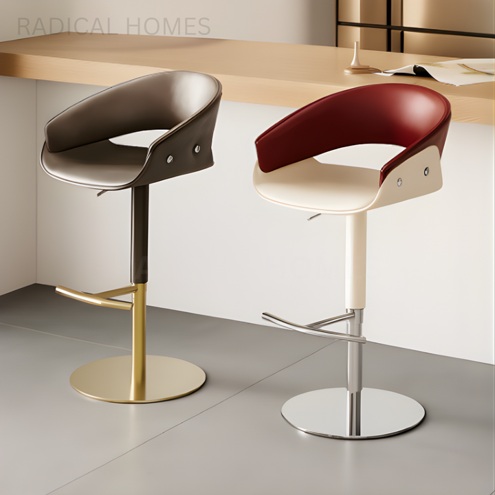 PUDRA Modern Adjustable Leather Bar Stool - Radical Homes Singapore