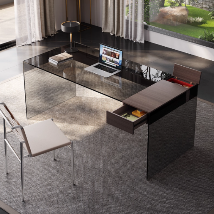 NOIR Modern Tempered Glass Study / Office Table
