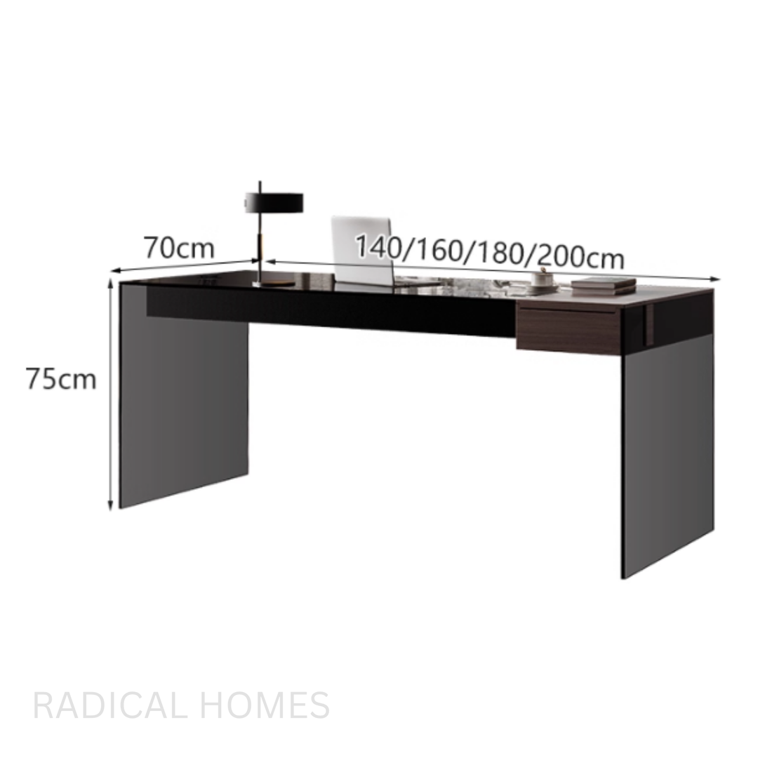 NOIR Modern Tempered Glass Study / Office Table
