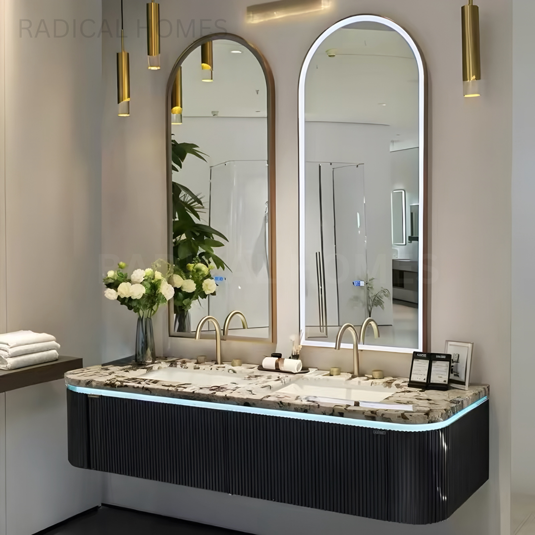 LUXARIA Modern Marble Dual-Sink Bathroom Vanity - Radical Homes Singapore