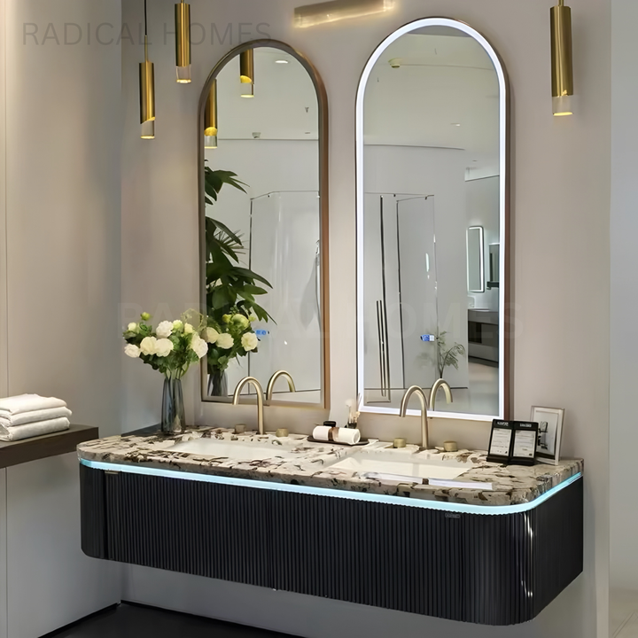 LUXARIA Modern Marble Dual-Sink Bathroom Vanity - Radical Homes Singapore