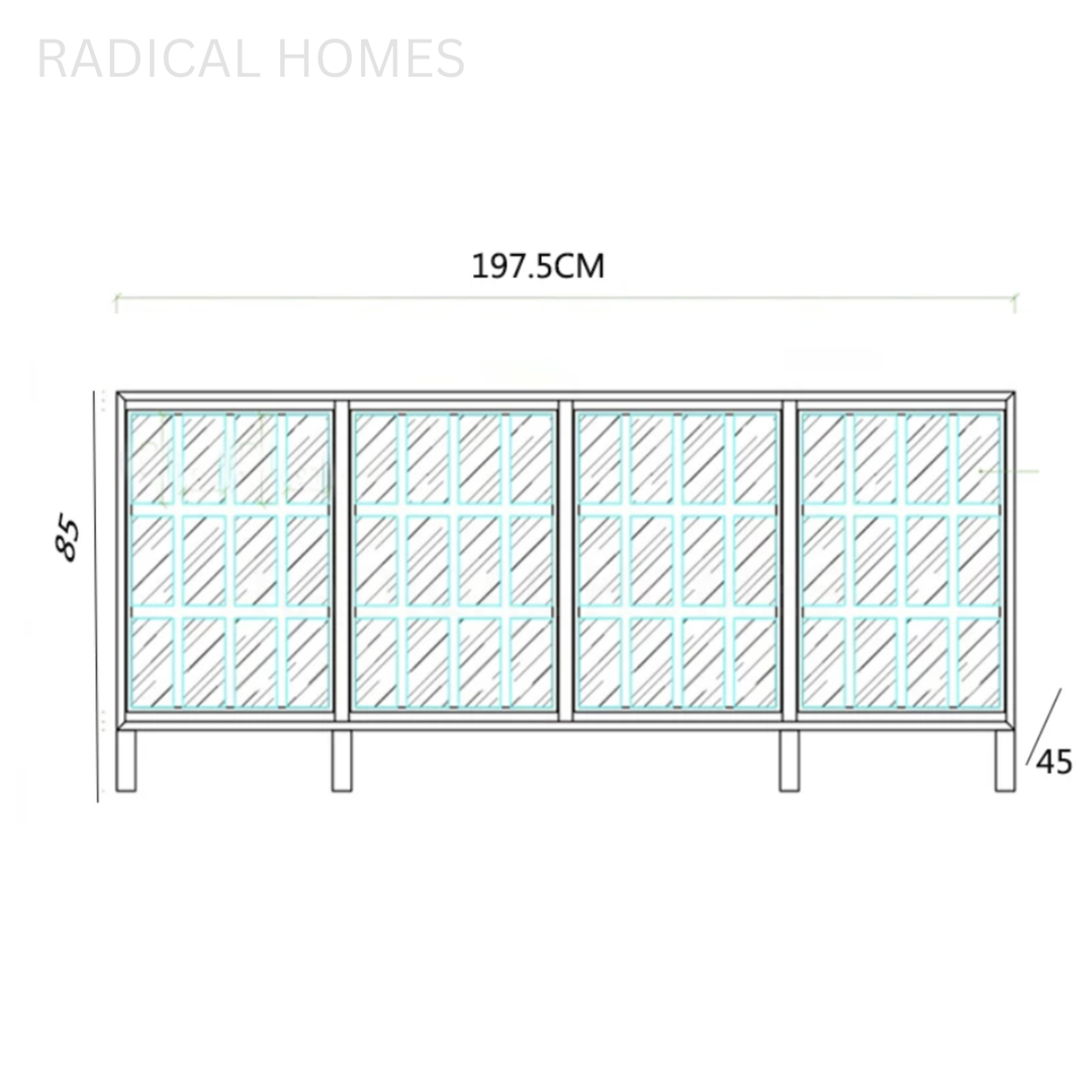ALUFE Modern Crystal Glass Sideboard