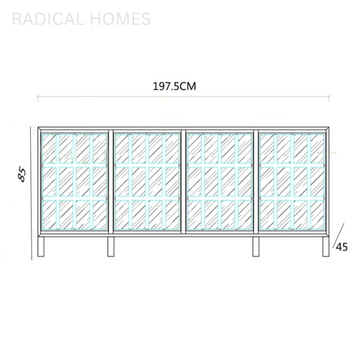 ALUFE Modern Crystal Glass Sideboard