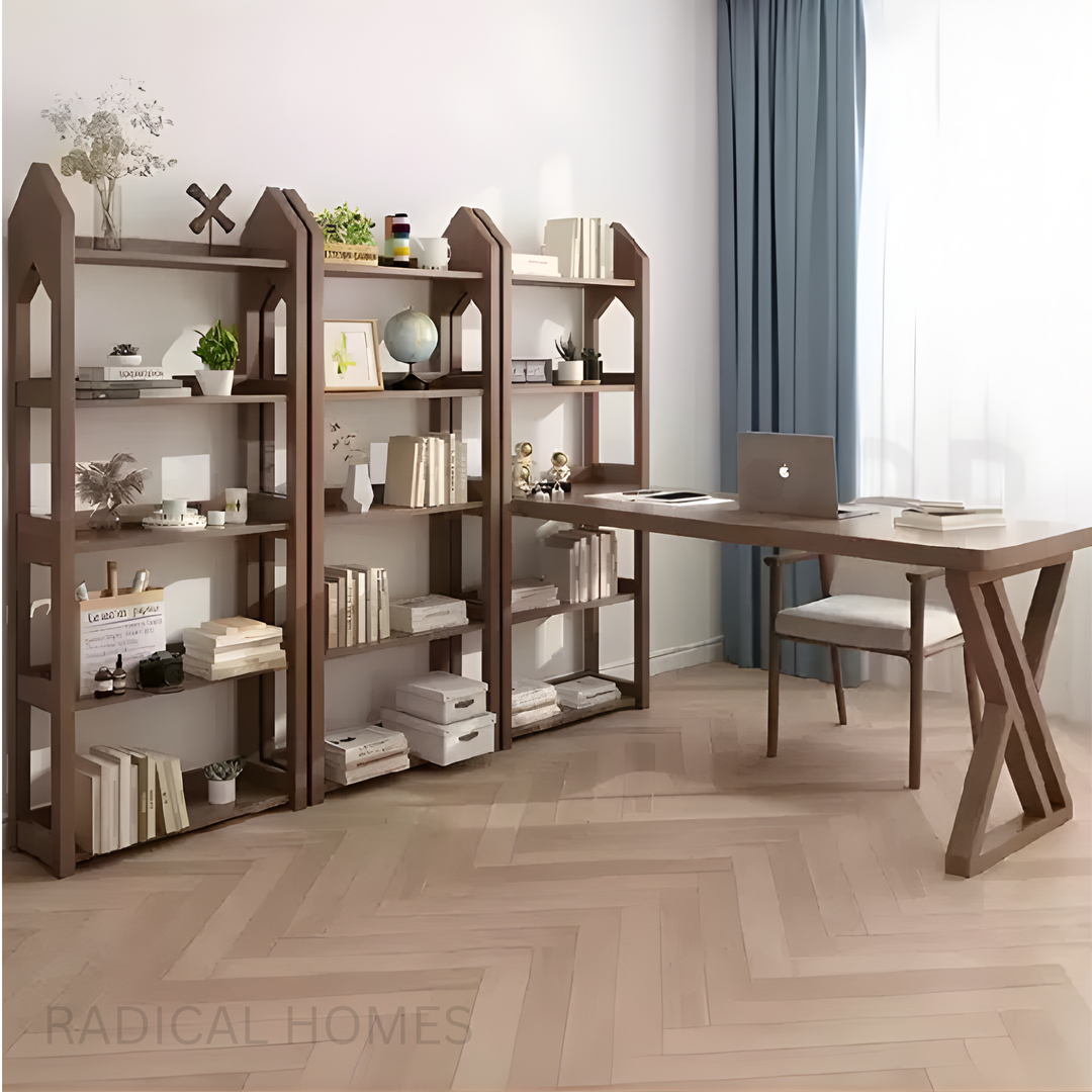 ARVON Modern Solid Wood Study Table & Shelf