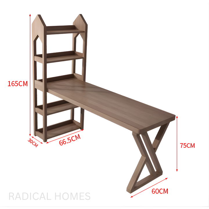 ARVON Modern Solid Wood Study Table & Shelf