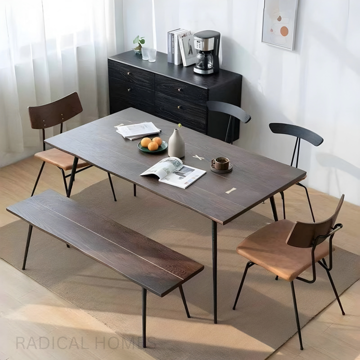 WALNOS Mid Century Solid Wood Dining Table - Radical Homes Singapore
