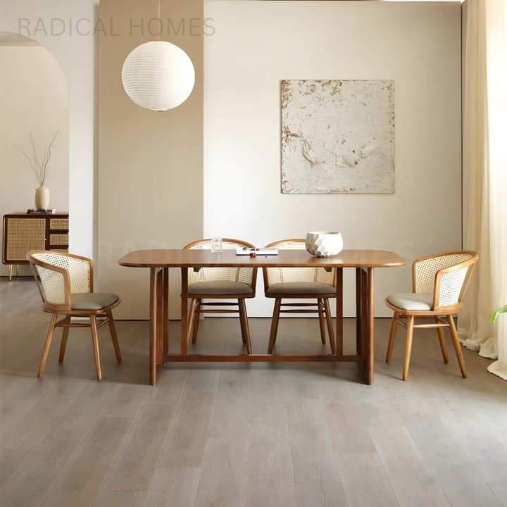 ALDA Victorian Solid Wood With Rattan Dining Table
