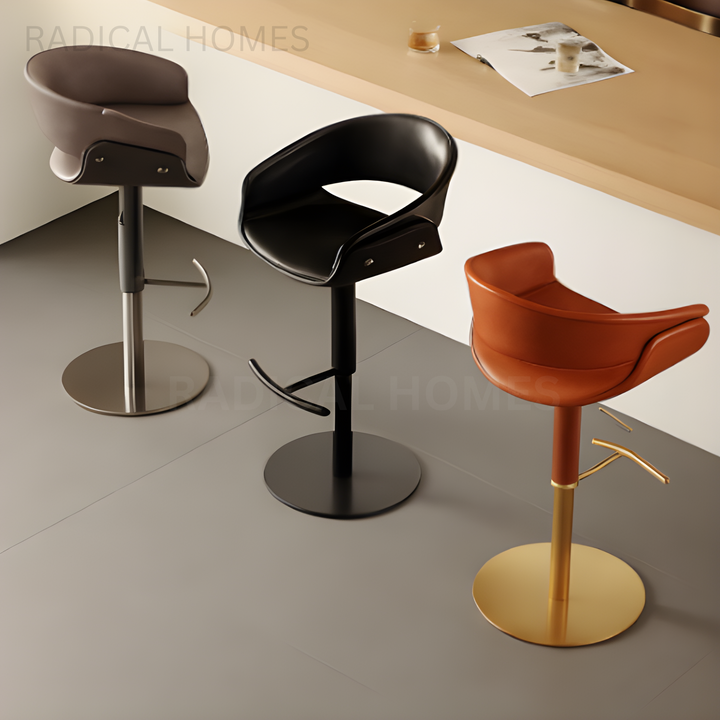 PUDRA Modern Adjustable Leather Bar Stool - Radical Homes Singapore